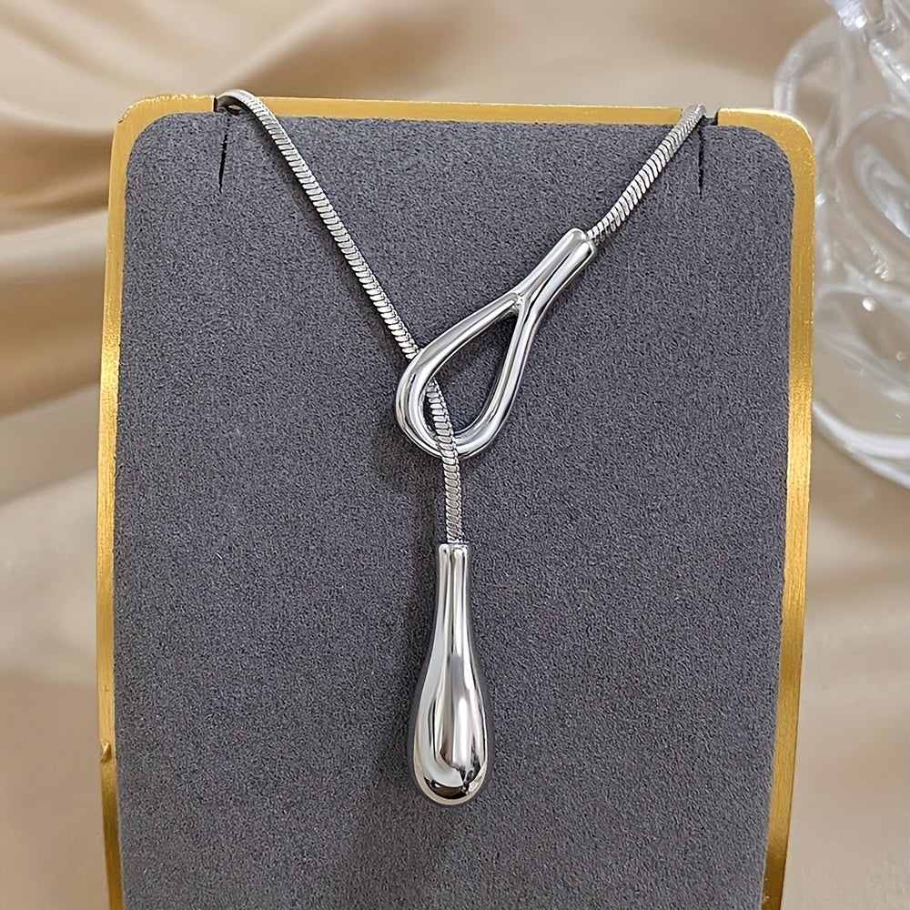 1pz Elegante Collana a Y Vintage, Pendente a Goccia di Acciaio Inossidabile, Catena a Serpente, Gioielli di Lusso per Regali per Donne e Uomini, Accessorio per San, Abbigliamento Quotidiano per Tutte le Stagioni