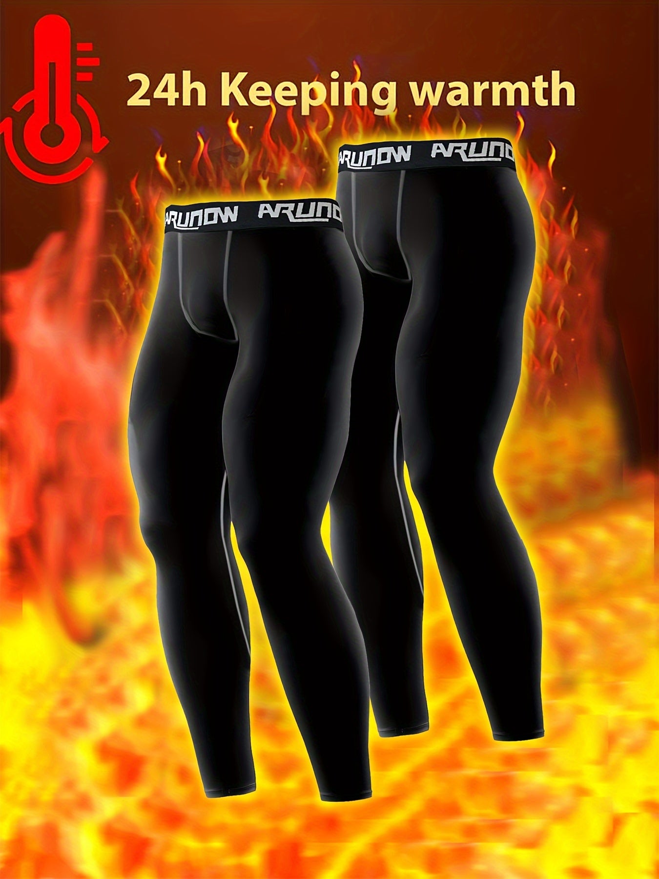 2 pezzi di leggings in pile per uomo, vita alta e elastica, pantaloni stretti, vestibilità slim per uomo, pantaloni lunghi caldi, pantaloni autunnali