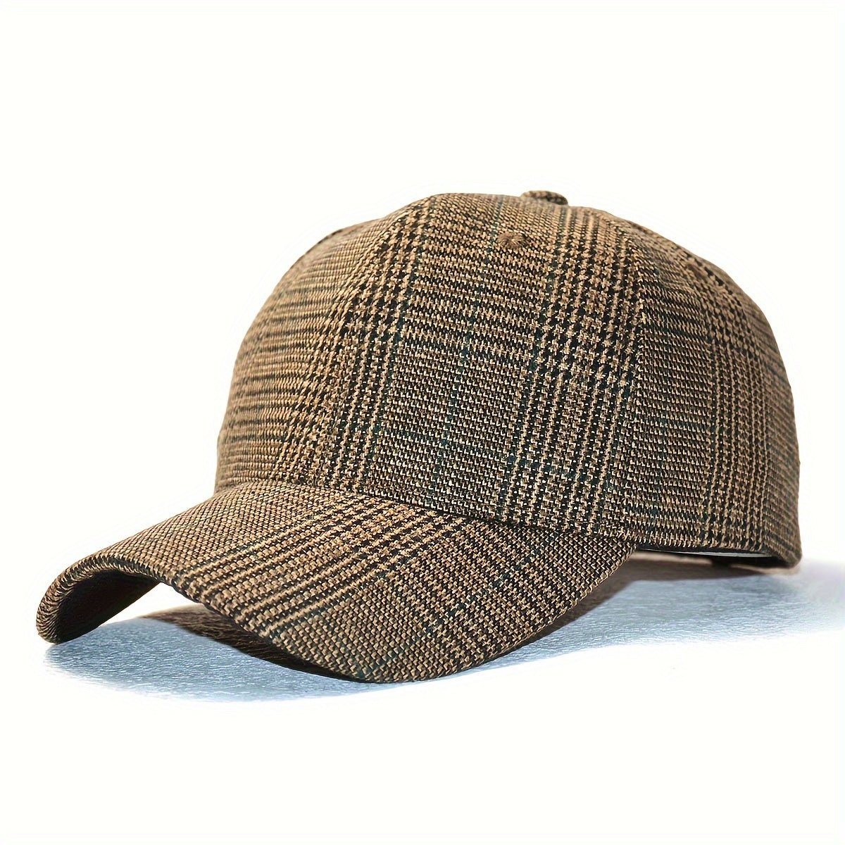 1pz Cappellino da Baseball Classico a Quadri Houndstooth - Traspirante, Design Vintage a Quadri con Coulisse Regolabile, Cappello da Sole Ideale per Primavera & Autunno, Disponibile in Grigio/Bianco, Marrone/Beige, Grigio Scuro/Nero