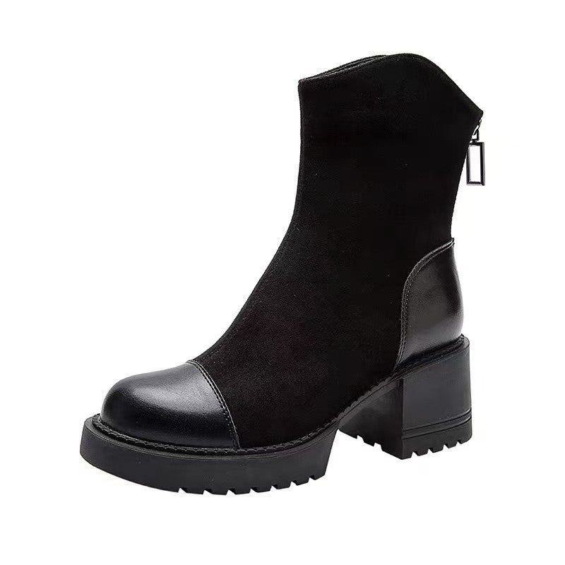 Stivali con plateau grossi da donna - Chiusura slip-on, soletta imbottita e suola in gomma antiscivolo - Scarpe per tutte le stagioni, quotidiane e formali - Stivali eleganti da donna, stivali da signora, calzature casual, calzature alla moda, amanti dell