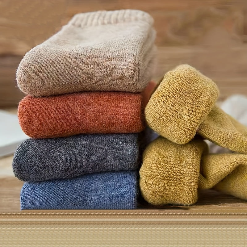 8 Paia di Calze Casual Colorate Mid-Polpaccio Tesoro Calze Spesse Multi-Colorate Strisce Autunno e Inverno Essenziali! Chiuso-Occhio Chi Lo Sa! 8 Paia di Calze Colorate Spesse Una Tinta per Tutto il Periodo 8 Paia di Calze Spesse Set | Abbinamento di Colo