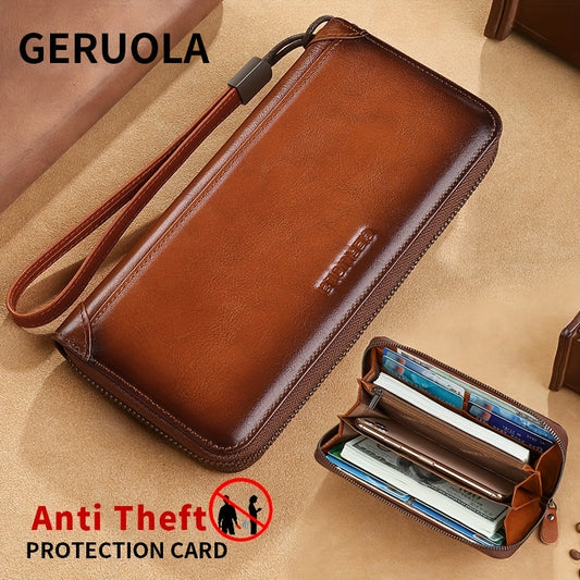 Portafoglio Uomo in Vera Pelle Lungo Nuovo Morbido in Pelle di Vacchetta Borsa a Mano da Viaggio Leggera Lusso Minimalista Grande Capacità -Skimming Sfumato Giallo Marrone Pelle Pieno Fiore Grande Capacità Blocco RFID Porta Carte di Credito Portatile Lavo