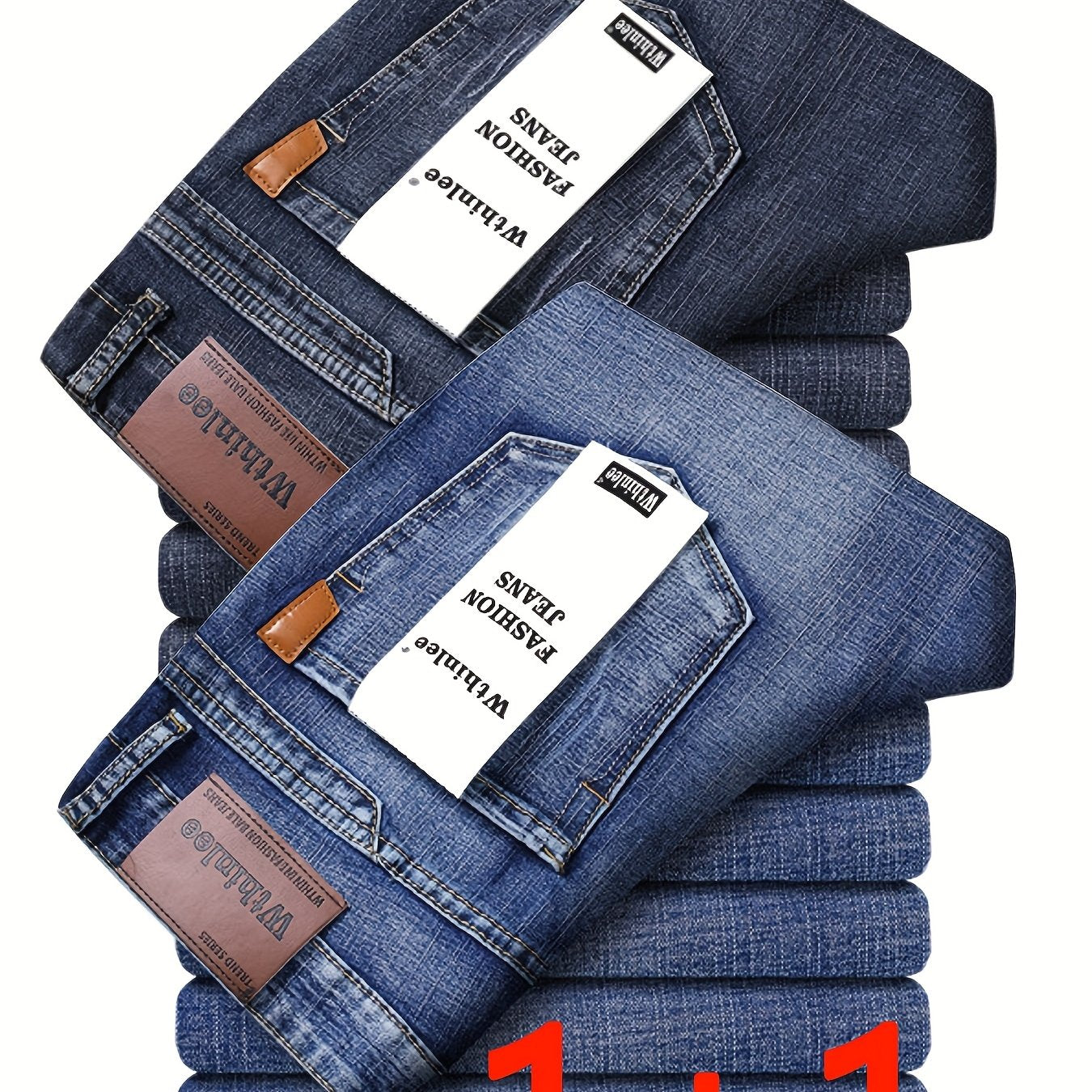 Pantaloni Denim Uomo Autunno/Inverno 2025, Gamba Dritta e Larga in Tessuto Elasticizzato - Set Due Pezzi Casual Business Leggero di Maggior Successo