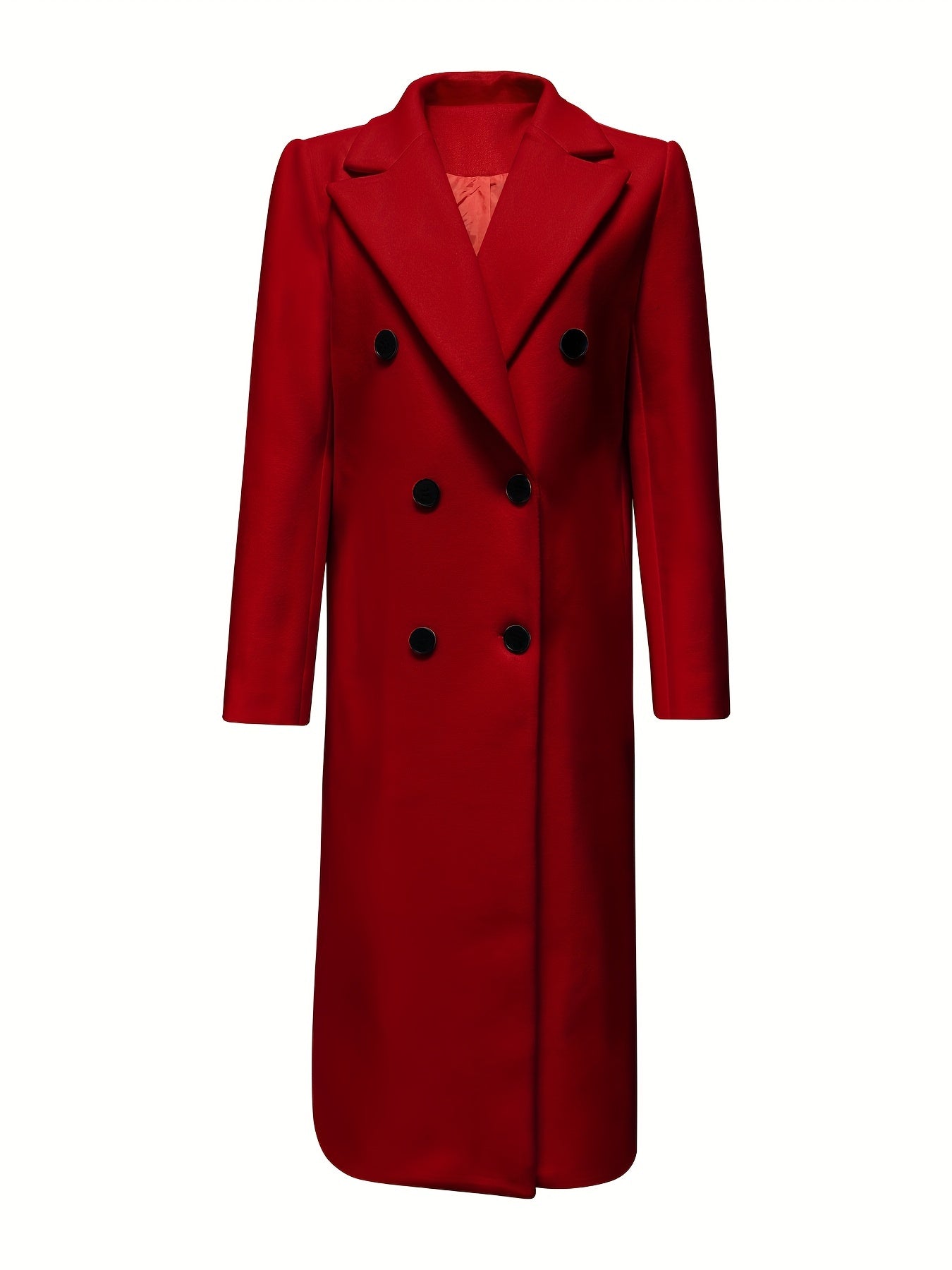 Double Breasted Lapel Overcoat, Elegant Long Sleeve Outwear For Fall & Winter, Women's Clothing