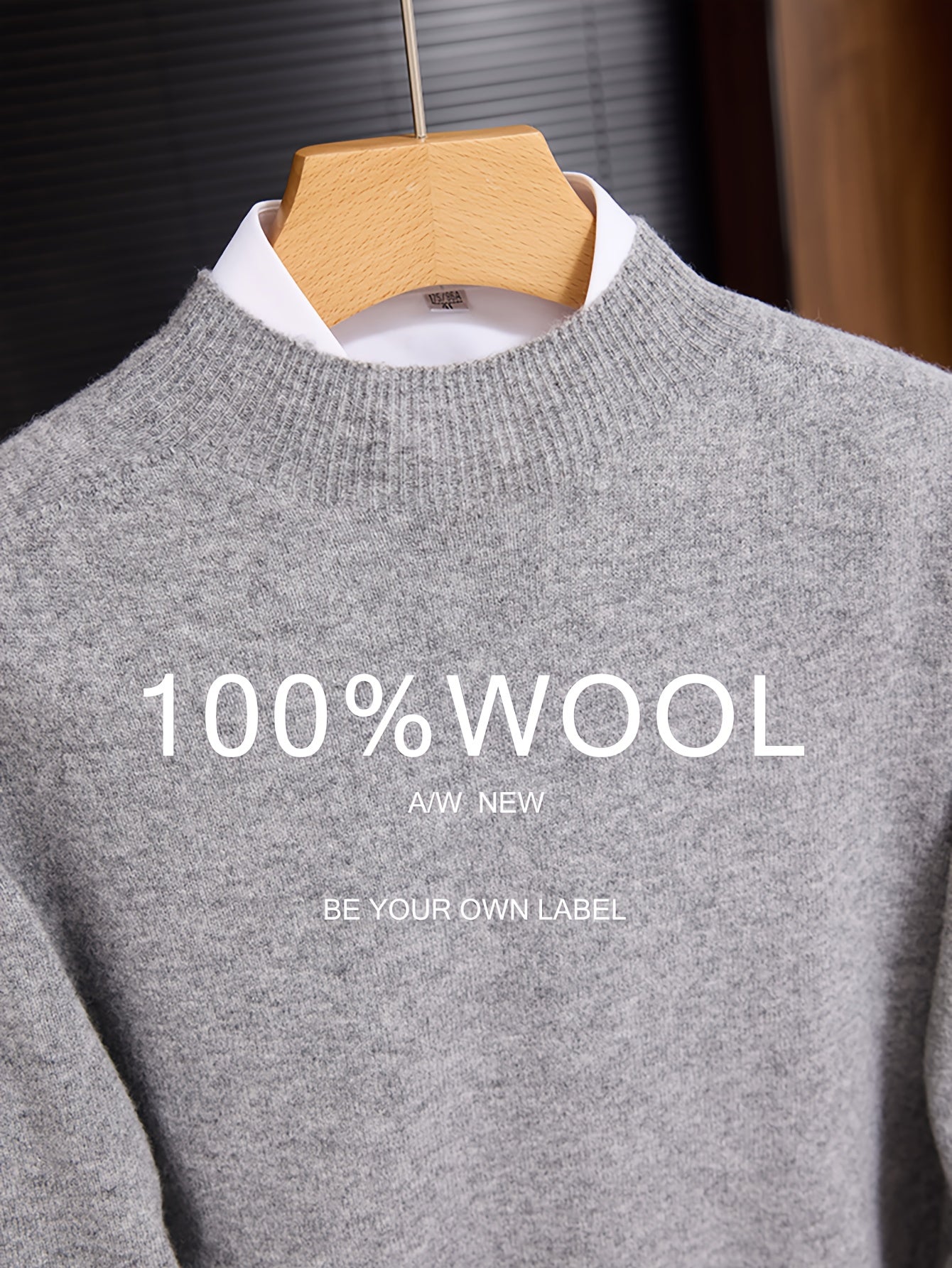 Maglione 100% Yarn da uomo - Morbido, traspirante, leggero, con scollo a giro, maniche e orlo ribassati, stile casual business casual per l'autunno/inverno, beige, perfetto per strati o outfit standalone, maglione a maniche corte, maglia