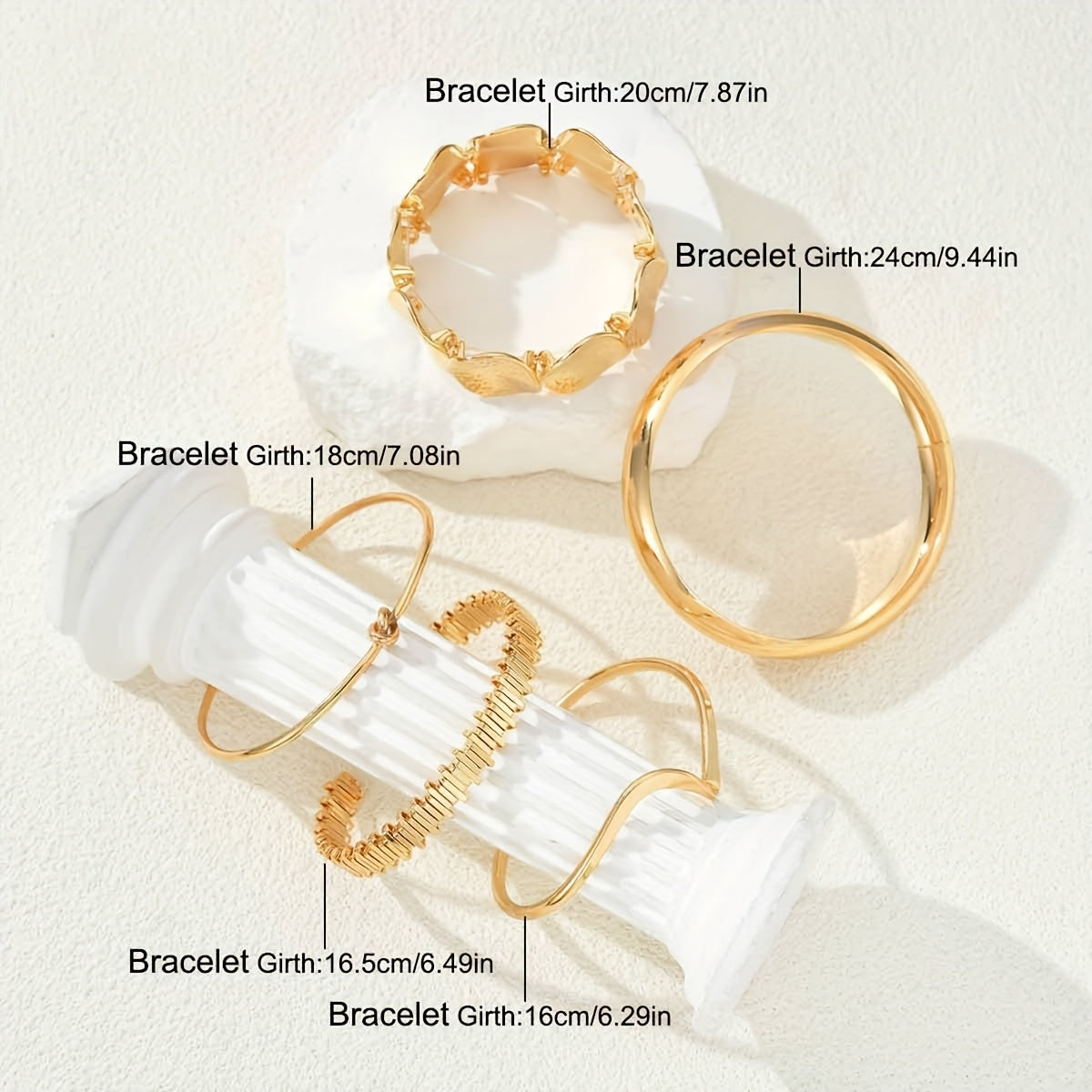 5 Pezzi Braccialetti Geometrici Irregolari con Nodo Onda, Versatili e Alla Moda per Donne - Ideali per Uso Quotidiano e Regali Festivi