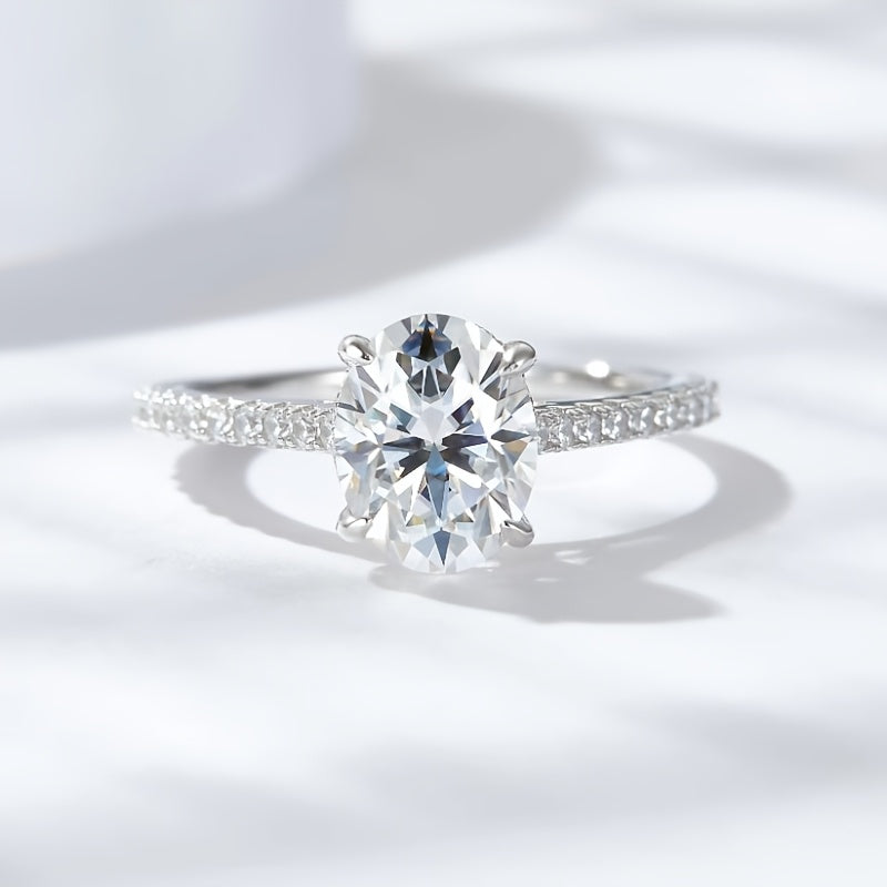 925 Sterling Argento 2 Carati Anello Moissanite, Design Alla Moda, Lusso Di Alta Qualità E Semplice, Adatto Per Indossare Ogni Giorno, Proposta, Impegno E Matrimonio, Regali Per San Valentino, Natale E Capodanno, Con Scatola Regalo Di Circa 5g