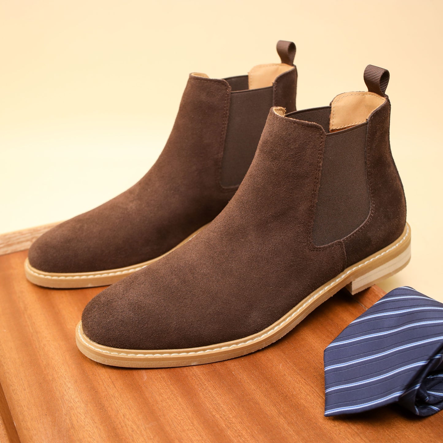 Stivaletti Chelsea da uomo in pelle scamosciata, suola in gomma antiscivolo resistente, scarpe comode e durevoli per uomo