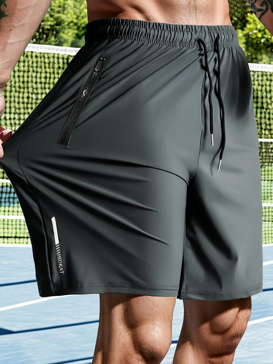 Short da sport ad alta elasticità da uomo - Blu marino con cintura con coulisse, tasche con cerniera e tasche laterali, perfetti per attività all'aperto casuali, fitness, ciclismo e uso quotidiano, abbigliamento casual all'aperto | Short con coulisse | Ta