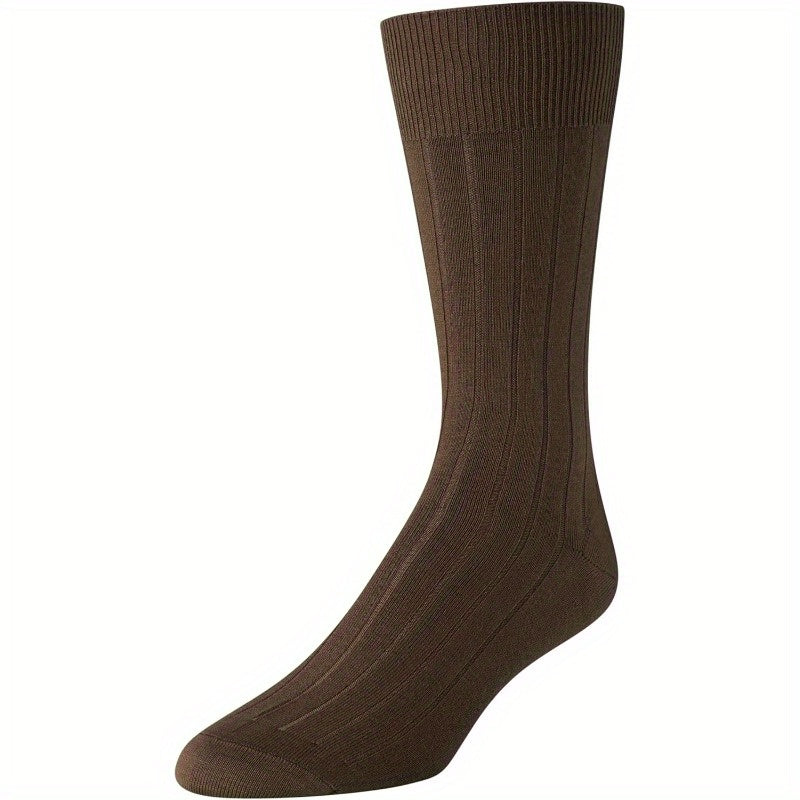 6 Paia di Calzini Uomo CYFUN DESIGN - Polsine Elastiche Morbide e Confortevoli, Colori Unici (Beige/Nero/Marrone/Bianco) per Ufficio ed Eventi Formali, Design Elegante, Materiale Comodo