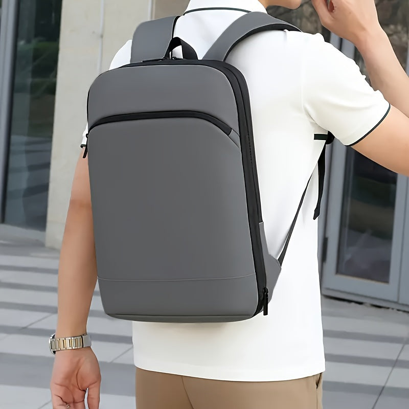 Zaino espandibile in stile business, similpelle, cerniera liscia resistente, borsa per laptop multi-pad, zaino casual, adatto per il pendolarismo quotidiano, viaggi di lavoro all'aperto, regalo ideale per le vacanze, opzioni nero, grigio scuro, grigio chi