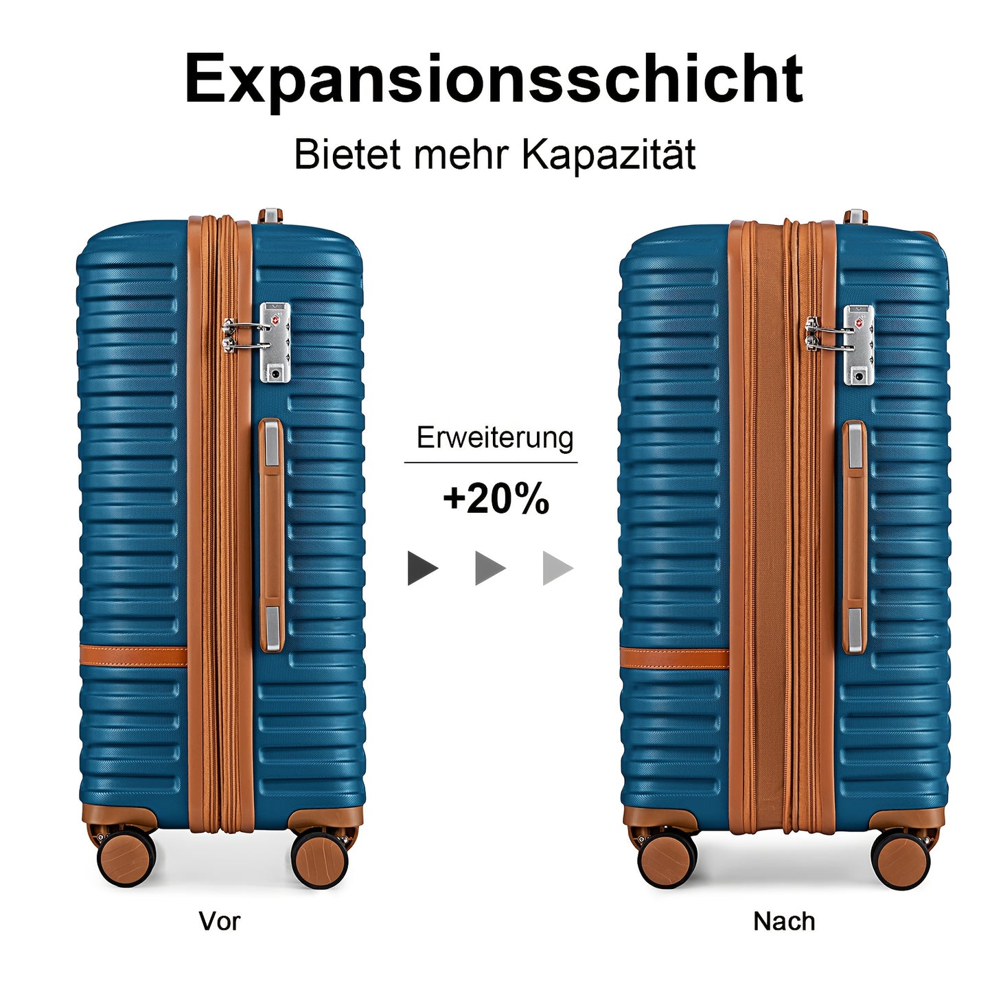 Set di bagagli da viaggio Joyway di tre pezzi, bagaglio a mano per cabineria aereo, bagaglio a mano portatile a guscio rigido da 13/20 pollici, borsa da viaggio con tasca grande e ruote universali + borsa da viaggio per la cura personale