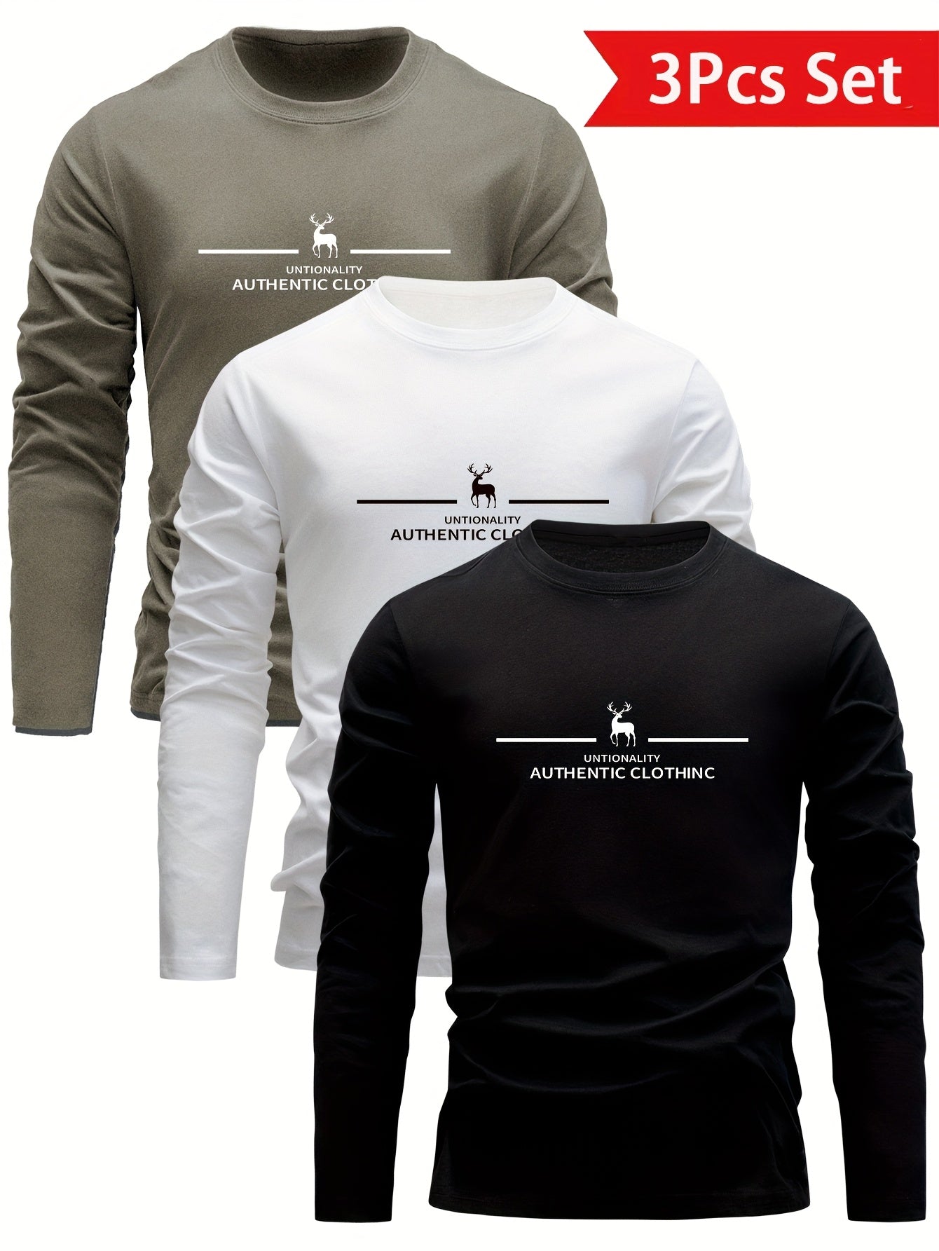 3 Pezzi Magliette 100% Cotone, Collo Tondo Design Casual con Leggera Elasticità Manica Lunga, Sportswear Puro in Jersey per Donna, 100% Personalizzabile Abbigliamento da Relax Outfit Quotidiano Semplice Classico Traspirante Morbido Modellato Multipack Pal