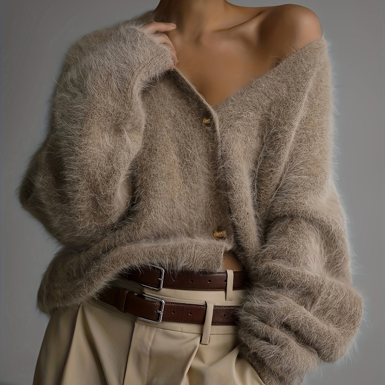 Women'S Light Gray V-Neck Cardigan - Soft Open Front Sweater with Long Sleeves, Elegant & Versatile for Casual, Date Night, Party or Business Wear, Versatile Cardigan | Vneck Sweater | Construction, Sweater Cardigan