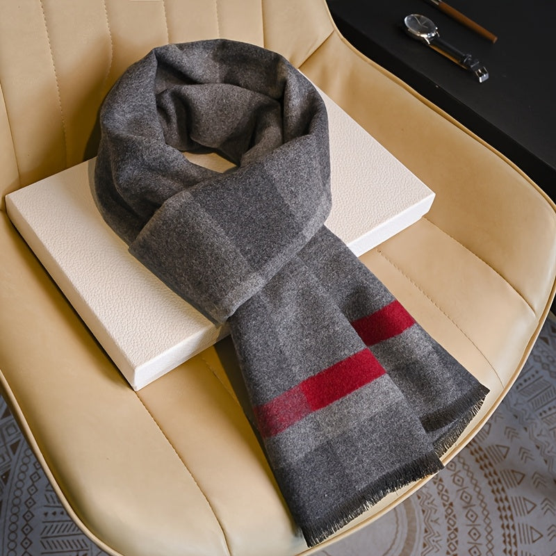 Sciarpa invernale spessa e calda a quadri da uomo e da donna - Elegante marrone/rosso, scaldacollo morbido e confortevole per attività all'aperto, accessorio invernale | Elegante scaldacollo | Texture morbida