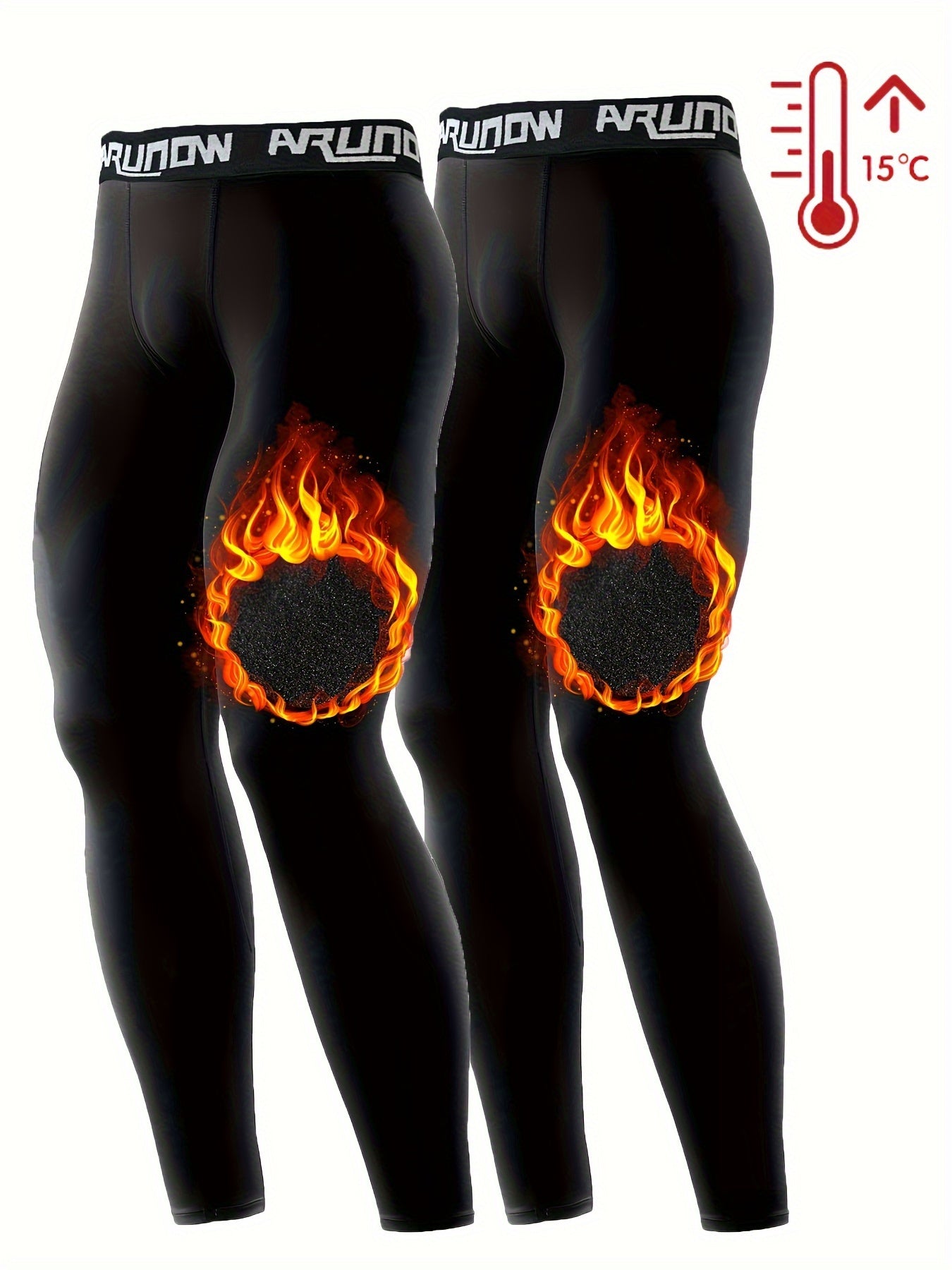 2 pezzi di leggings in pile per uomo, vita alta e elastica, pantaloni stretti, vestibilità slim per uomo, pantaloni lunghi caldi, pantaloni autunnali