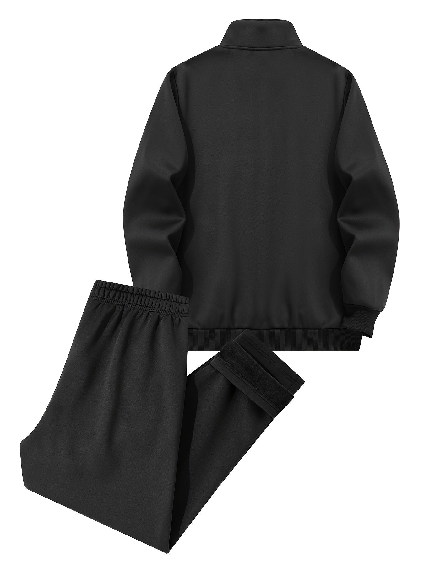 Tute da uomo invernali in velluto spesso per il tempo libero per persone di mezza età e giovani, ideali per sport all'aperto, resistenti al vento, con top e pantaloni a tinta unita.