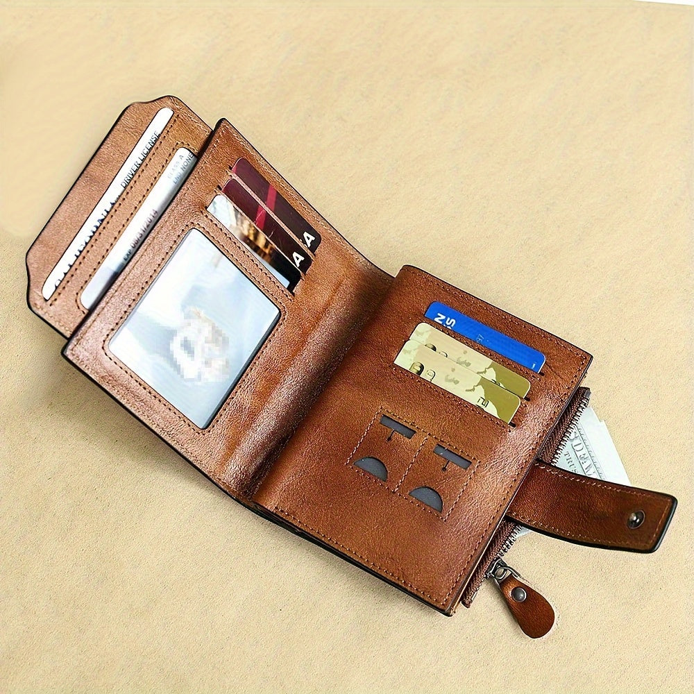 1pz Portafoglio Uomo CIEPHIA in Vera Pelle - Blocco RFID Antifurto, Marrone Scuro (Dark Tan), con Chiusura a Zip, 17 Tasche per Carte, Scomparto Monete e Finestra ID – Multi-Compartimenti Resistente ed Elegante Ideale come Regalo di San Valentino, Festa d