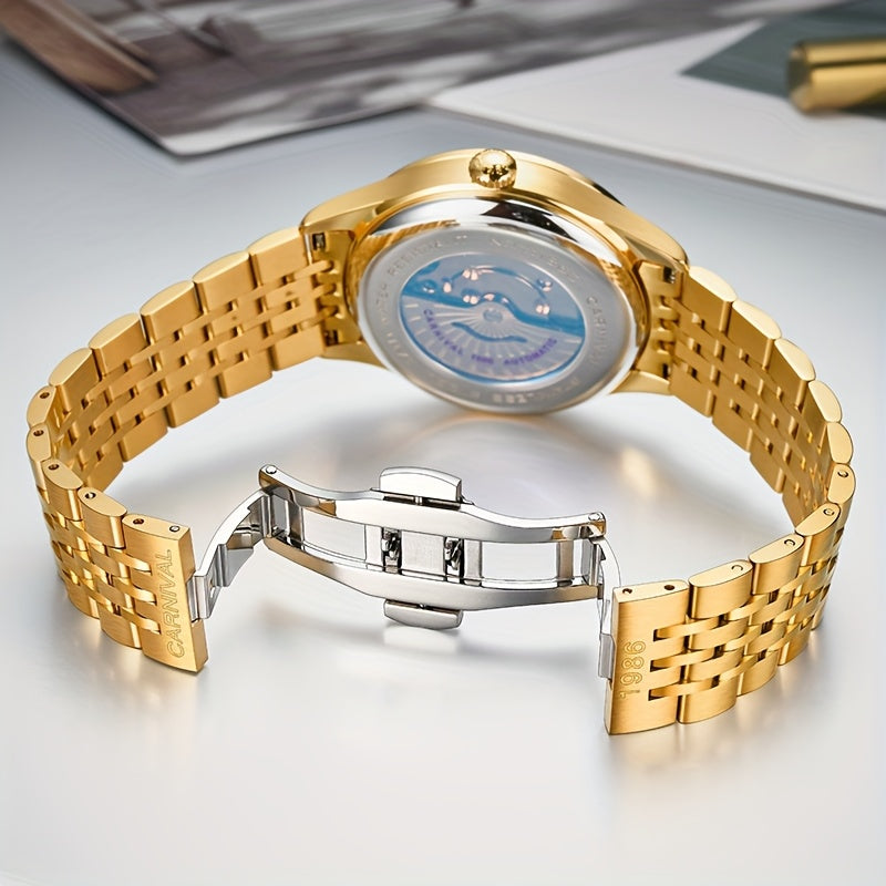 Orologio Meccanico Uomo I&W Carnival, Automatico a Carica Autonoma, Vetro Sintetico Zaffiro, Impermeabile, Regalo per le Vacanze