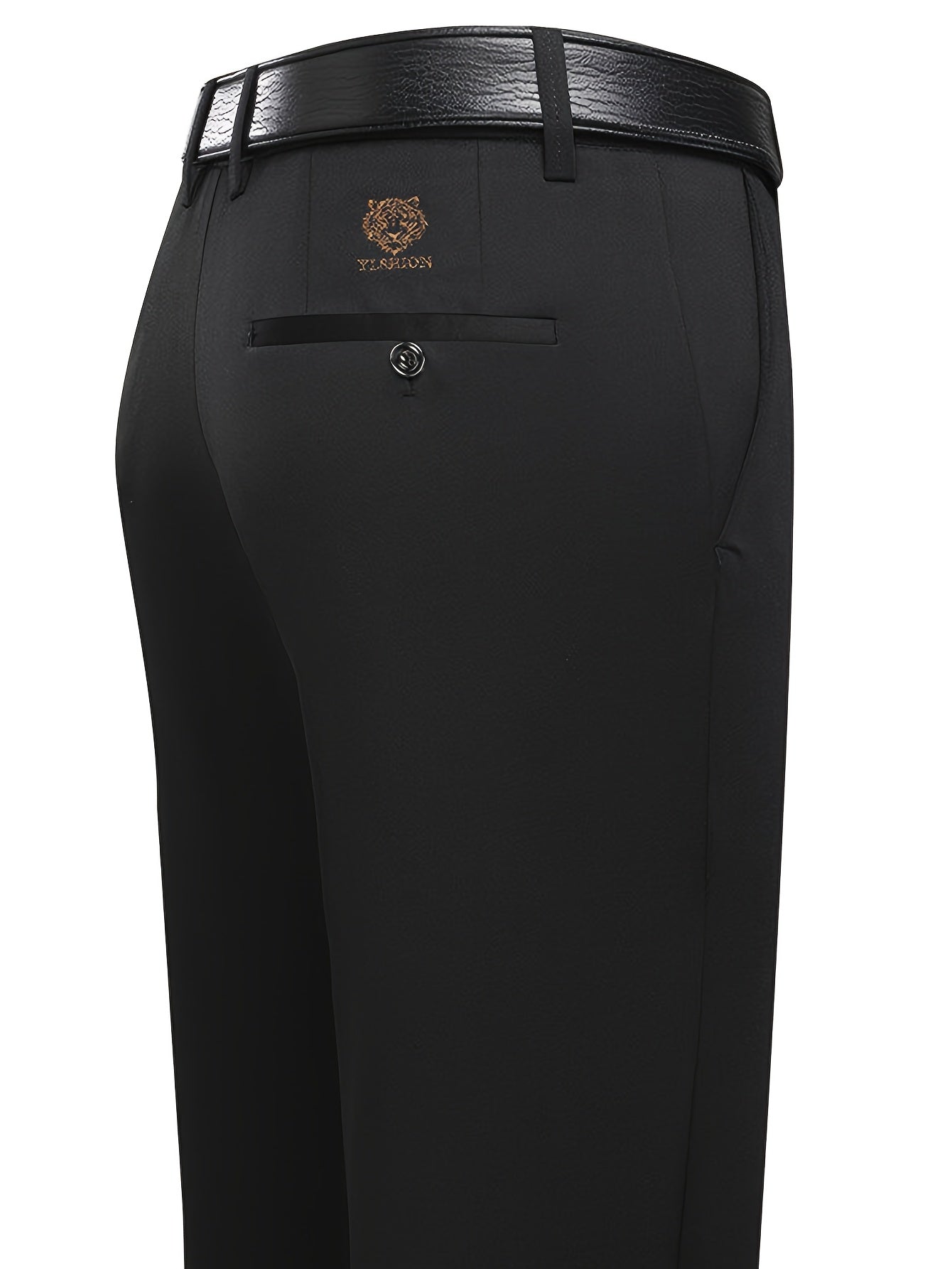 4pcs Pantaloni Eleganti Casual da Uomo a Gamba Dritta - Tessuto Elasticizzato Poliestere/Elastan, Tasche con Stampa Animalier, Comfort per Tutte le Stagioni, Solo Lavaggio a Mano (Beige/Navy/Grigio Carbone/Rosso)
