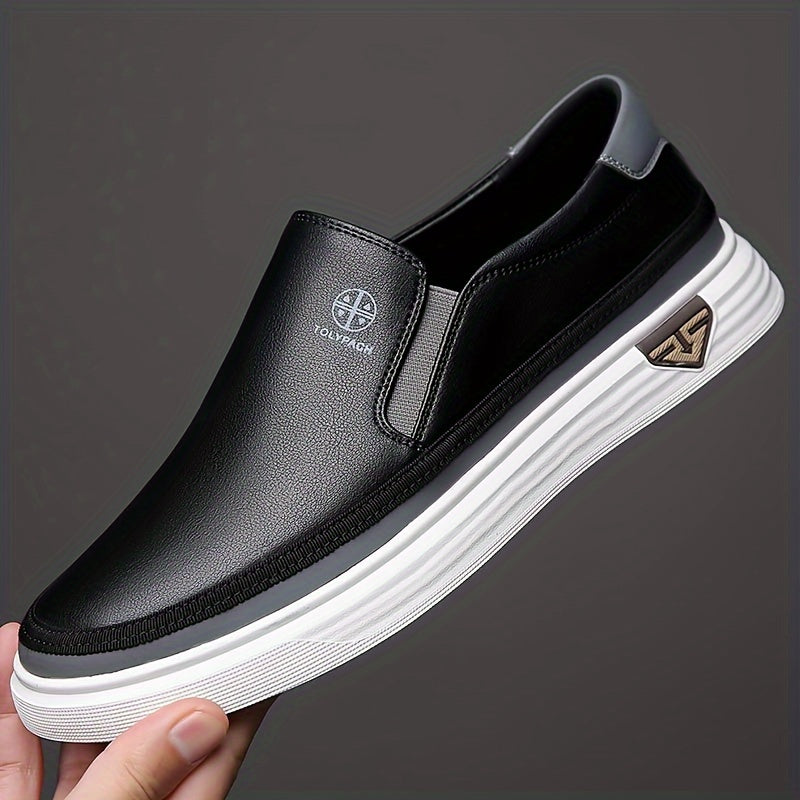 Mocassini Slip-On Eleganti da Uomo - Tomaia Morbida, Suola in Gomma Antiscivolo, Bianco con Accenti Marrone e Dorati, Comodi per l'Uso Quotidiano Casual, Scarpe da Vacanza | Cuciture Decorative | Scarpe Sintetiche, Scarpe Eleganti