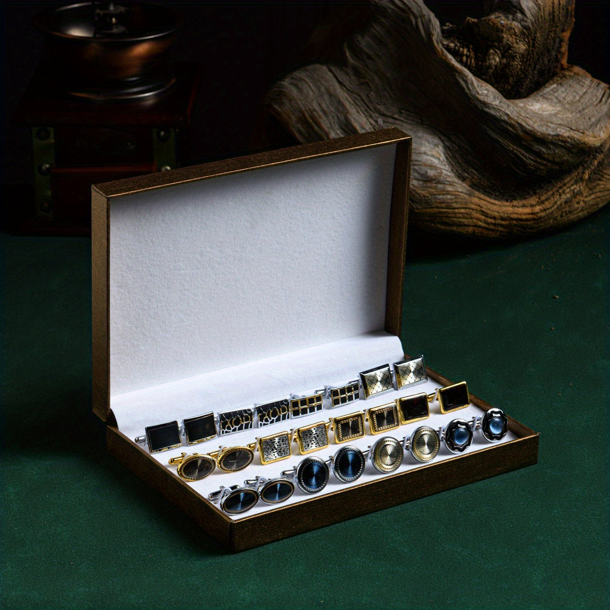 Set di 12 paia di gemelli da polsino da uomo - Eleganti gemelli in ferro intrecciato con dettagli a spirale e settoriale, perfetti come regalo per Natale, Ringraziamento, Festa del papà, include confezione regalo, gemelli da polsino per uomo, regalo per u
