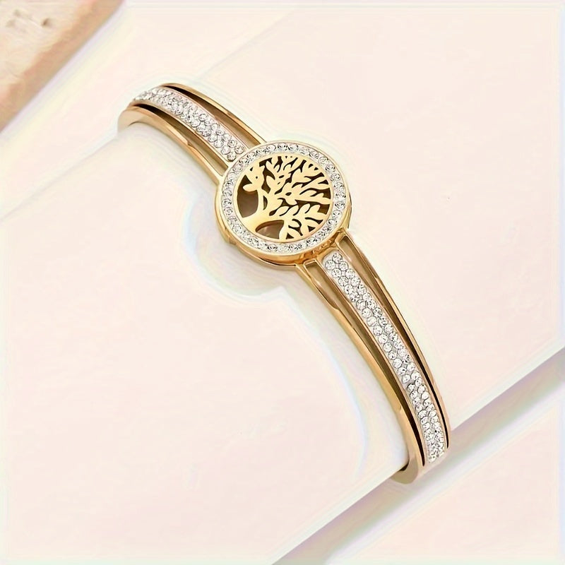 1pz Braccialetto Bangle In Acciaio Inossidabile Albero Della Vita, Braccialetto Da Uomo Di Moda