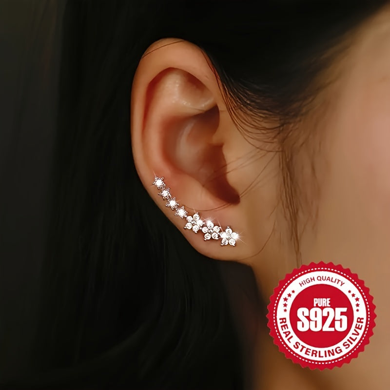 1.71G S925 Orecchini a mosaico rurale stile francese in argento sterling S925, bassa allergia, eleganti, per donne, uso quotidiano, vacanza, regalo di Natale