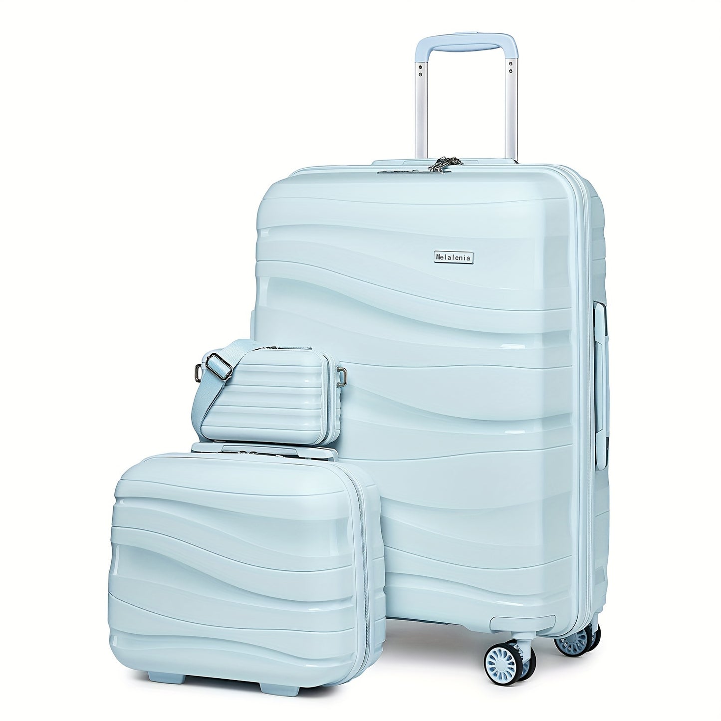 Valigia a mano Melalenia, Valigia leggera a mano, Valigia rigida espandibile in PP con ruote girevoli, Valigia da viaggio da 20" con serratura TSA (set da 3 pezzi)