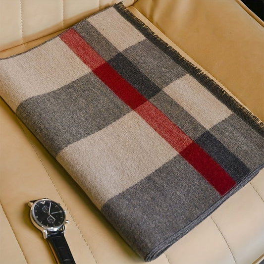 Sciarpa invernale spessa e calda a quadri da uomo e da donna - Elegante marrone/rosso, scaldacollo morbido e confortevole per attività all'aperto, accessorio invernale | Elegante scaldacollo | Texture morbida