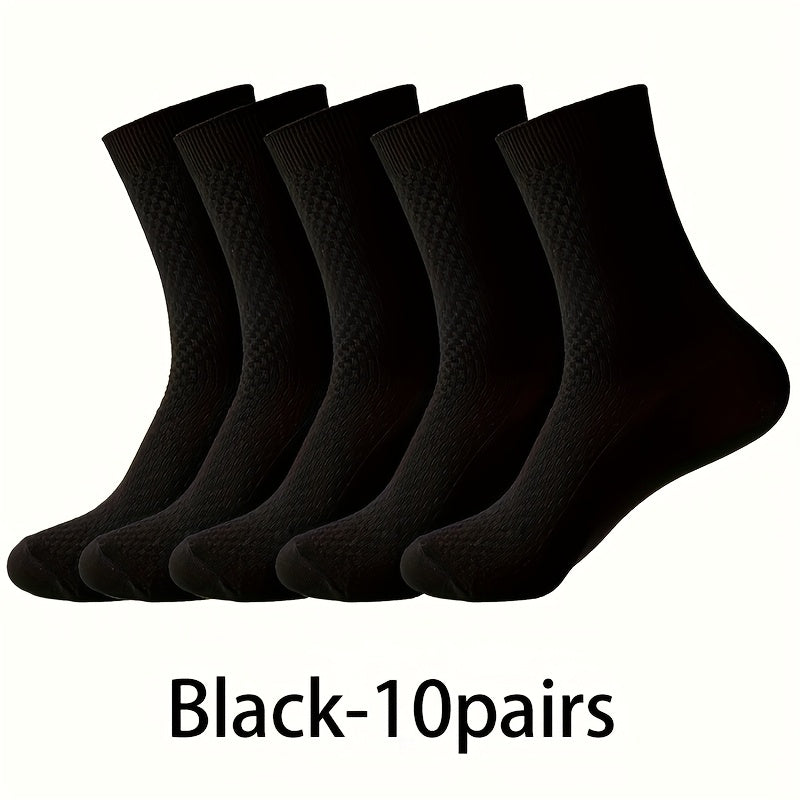 10 Paia, Calzini Uomo in Fibra di Bambù a Mezza Gamba - Traspiranti e Comodi per Business Casual e Ufficio, Calzini Traspiranti e Confortevoli, Indossare Quotidiano,Design Classico,Stile Minimalista,Tessuto Morbido,Uomini Professionali