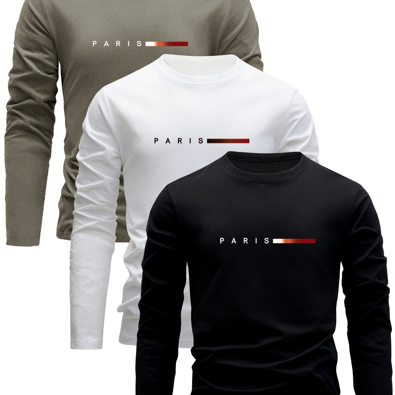 3 Pezzi Magliette Uomo Manica Lunga 100% Cotone, Versatili ed Eleganti per Primavera/Autunno Abbigliamento Autunnale Outfit Quotidiano T-Shirt Classico Design Minimalista Stoffa Traspirante Cuciture Resistenti Confezione Multipla Camicie da Donna Indument