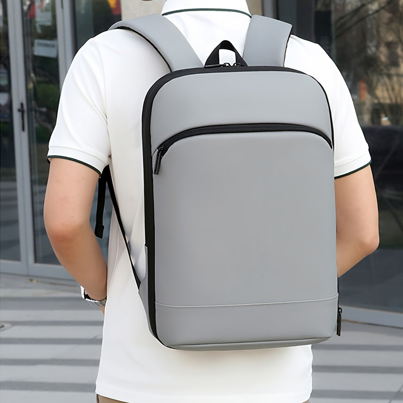 Zaino espandibile in stile business, similpelle, cerniera liscia resistente, borsa per laptop multi-pad, zaino casual, adatto per il pendolarismo quotidiano, viaggi di lavoro all'aperto, regalo ideale per le vacanze, opzioni nero, grigio scuro, grigio chi