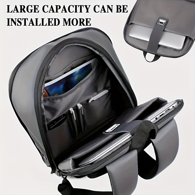 Zaino espandibile in stile business, similpelle, cerniera liscia resistente, borsa per laptop multi-pad, zaino casual, adatto per il pendolarismo quotidiano, viaggi di lavoro all'aperto, regalo ideale per le vacanze, opzioni nero, grigio scuro, grigio chi