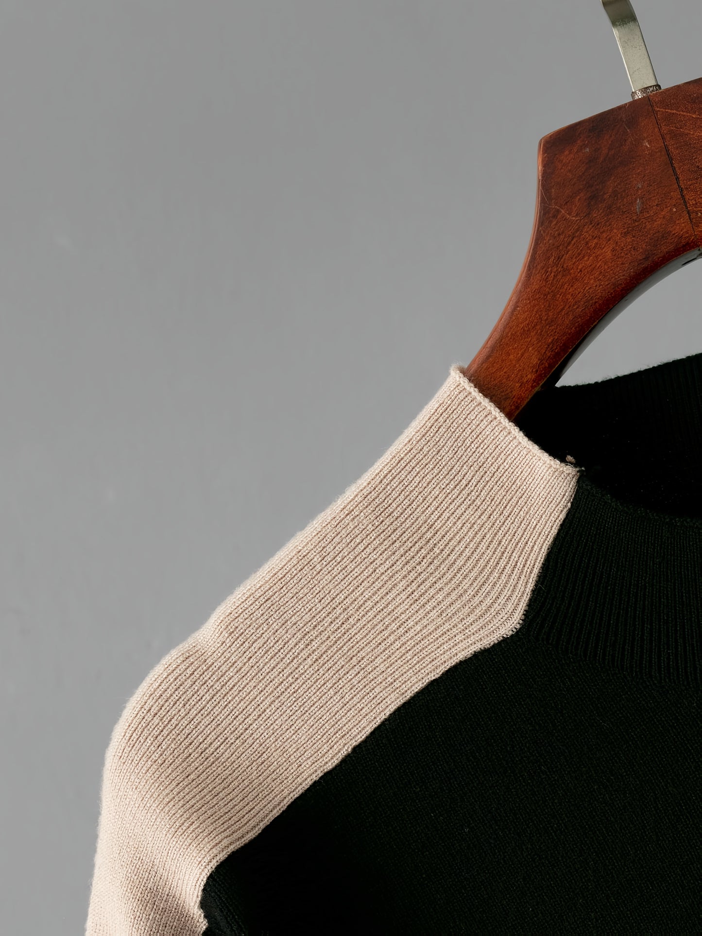Set casual da donna 2025 - Maglione a mezza gola beige con bordo nero e pantaloni a gamba larga, elegante maglieria per la primavera e l'autunno, abbigliamento casual|Stile casual|Costruzione, Maglieria da donna, Abito formale per donna, Abito casual e el