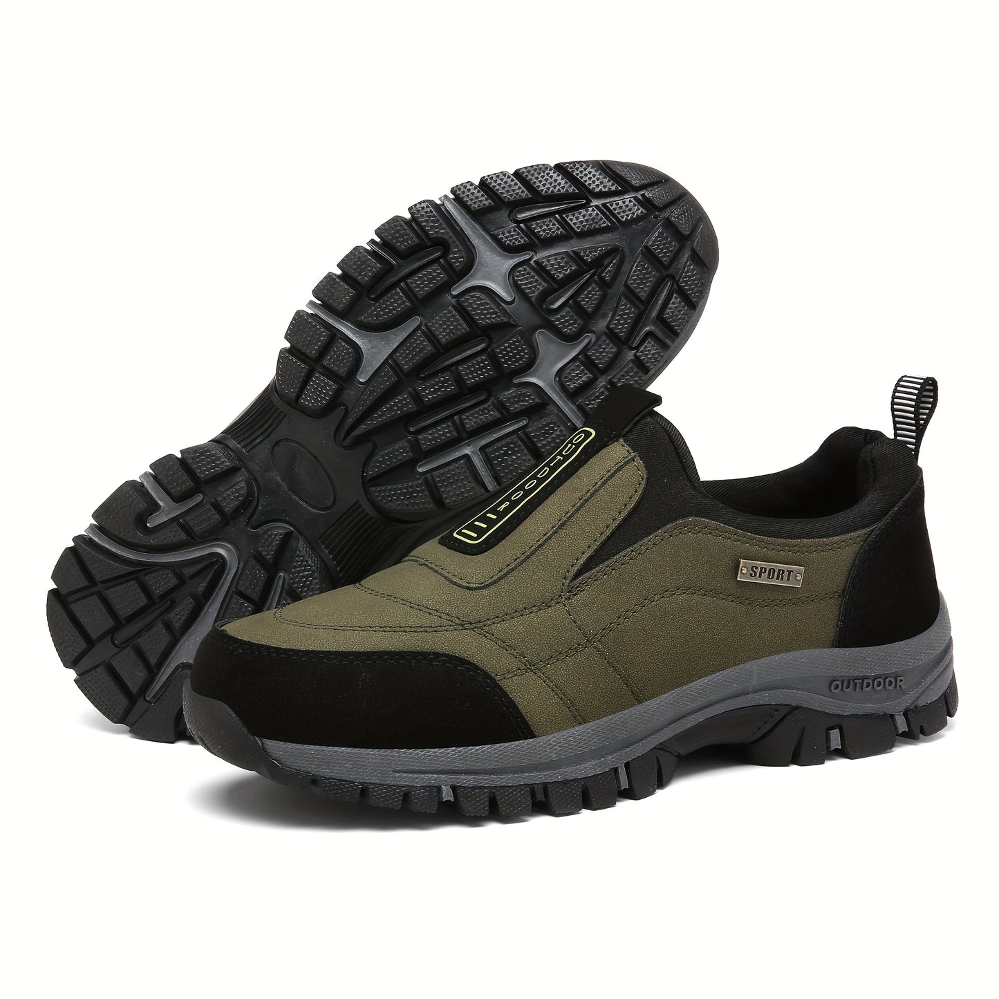 Scarpe da trekking slip-on da uomo - Sola spessa e morbida, parte superiore in tessuto traspirante, leggere e comode per passeggiate all'aperto, abbigliamento casual e trekking, stivali da trekking, design a punta rotonda, calzature adatte