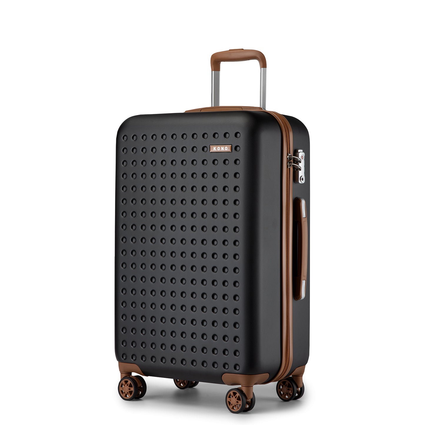 Set di 4 Valigie da 14/20/24/28 pollici Kono Elegante in ABS+PC a Pois con Guscio Rigido e Serratura TSA, Set di 4 Pezzi con Valigetta da Toilette, Bagagli da Viaggio Durevoli con Serratura TSA e Ruote Silenziose