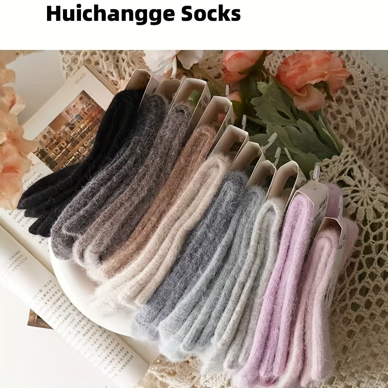 3 Paia di Calzini Autunnali e Invernali da Donna, Calze a Mezza Gamba da Donna, Spesse e Calde in Autunno e Inverno, Calze Tinta Unita e Design Versatile per il Pendolarismo! Calzini Antifreddo e Morbidi per Autunno e Inverno!, Calze Lunghe da Donna
