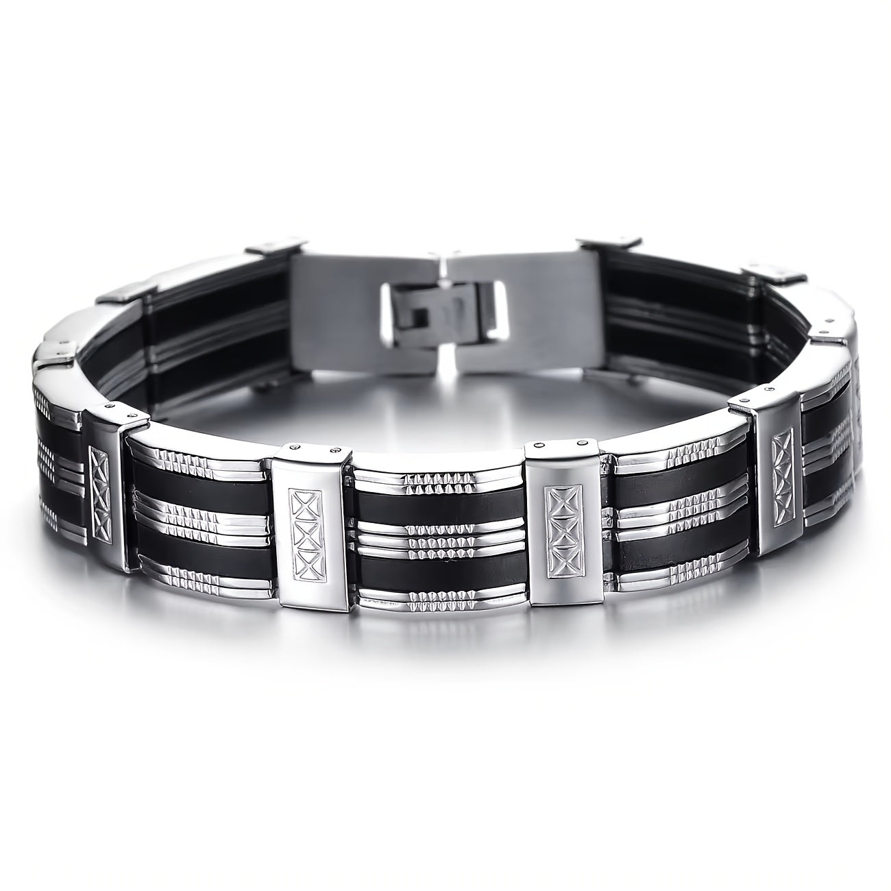 1pz Bracciale Uomo Grande e Alla Moda, in Acciaio Inossidabile Premium 304, Accessorio Elegante per Polso, Grazioso Complemento d'Abbigliamento Casuale o Formali