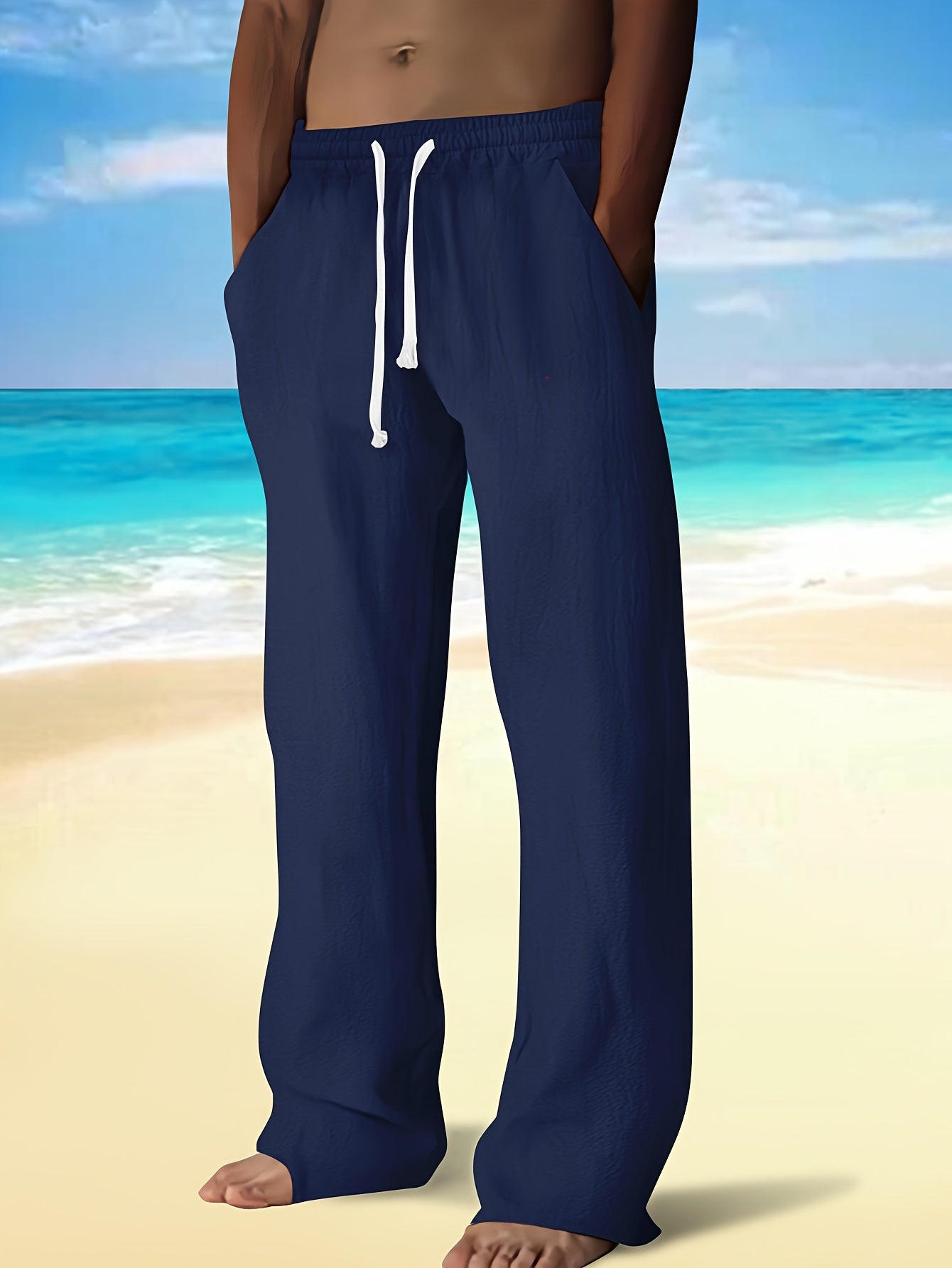 Uomo Pantaloni - Modelli a Gamba Dritta con Vita Regolabile, Senza Cintura per Look Casual e Semi-Formale - Leggeri e Traspiranti per Primavera/Autunno, Stile Rilassato, Costruzione Resistente