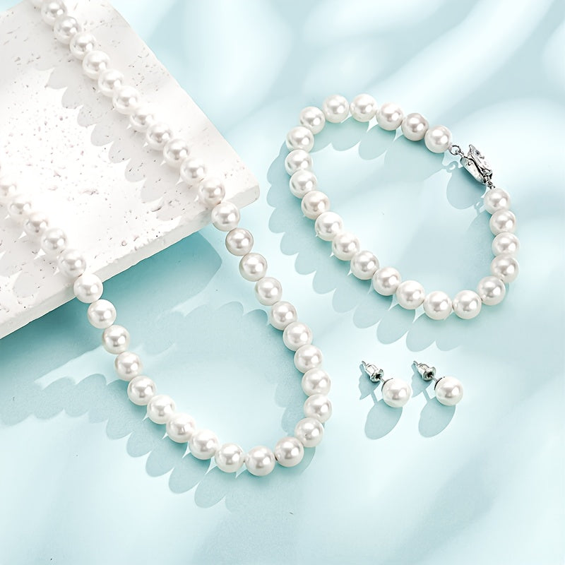 Set di gioielli da donna in argento 925, composto da perle d'acqua dolce, collana, orecchini e bracciale. Elegante e lussuoso, adatto a varie occasioni come regali, feste serali, accompagnato da una bella scatola regalo.