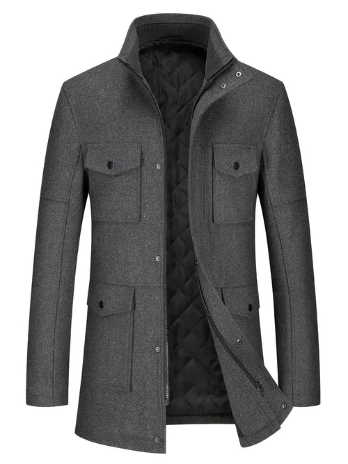 Nuovo Cappotto in Tweed Uomo Autunno/Inverno, Doppiopetto Lana Elegante per Business, Capospalla Invernale, Giacca da Cerimonia Sartoriale a Due Bottoni, Materiale Resistente, Lavabile a Mano, Gilet Stratificato, Paletot Allungato, Per Occasioni Formali e