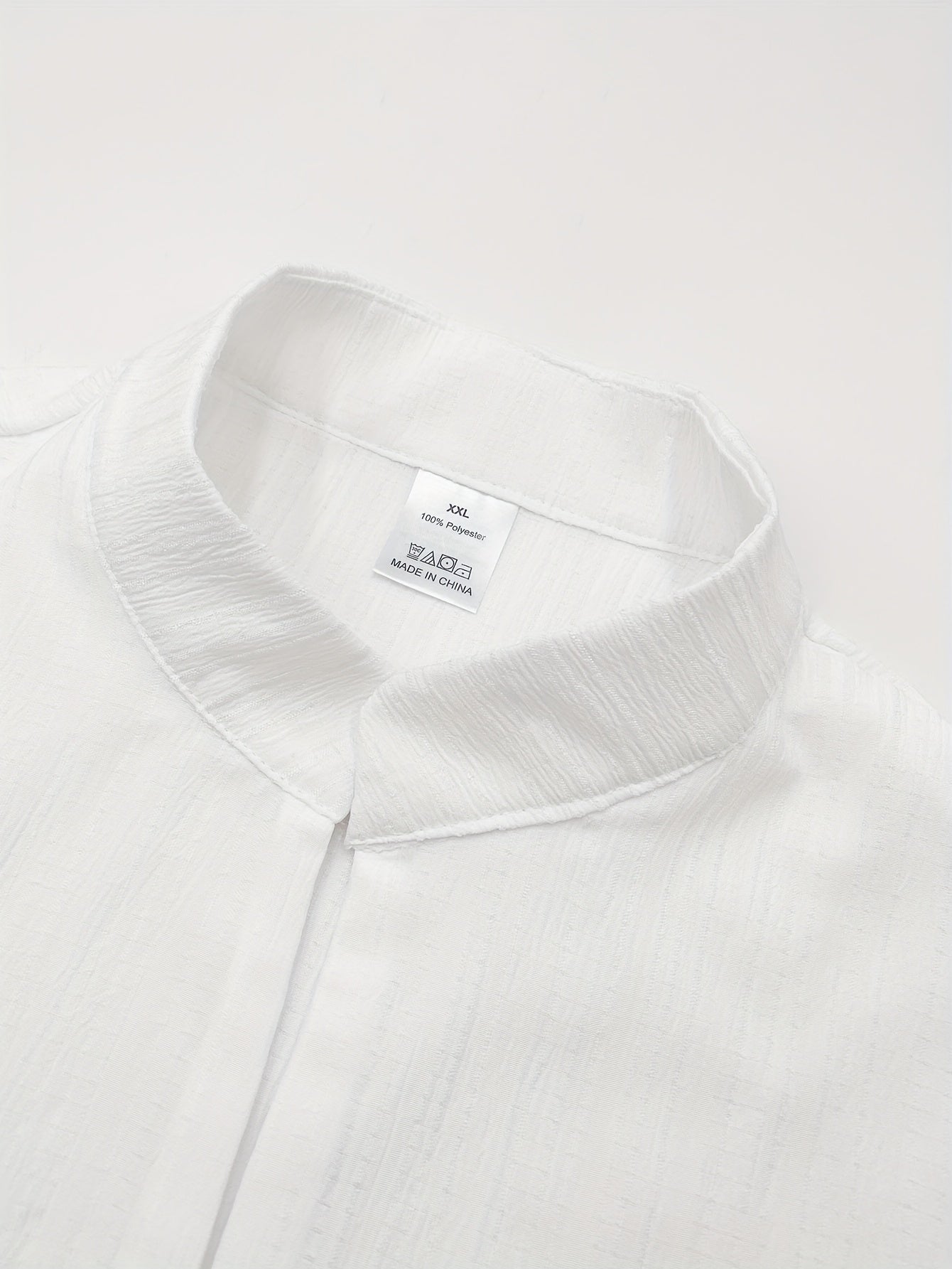 Set di moda da uomo con stampa, stampa testurizzata bianca pura casual, perfetto per feste, riunioni casual e abbigliamento quotidiano, completo casual con collo alto per tutte le stagioni.
