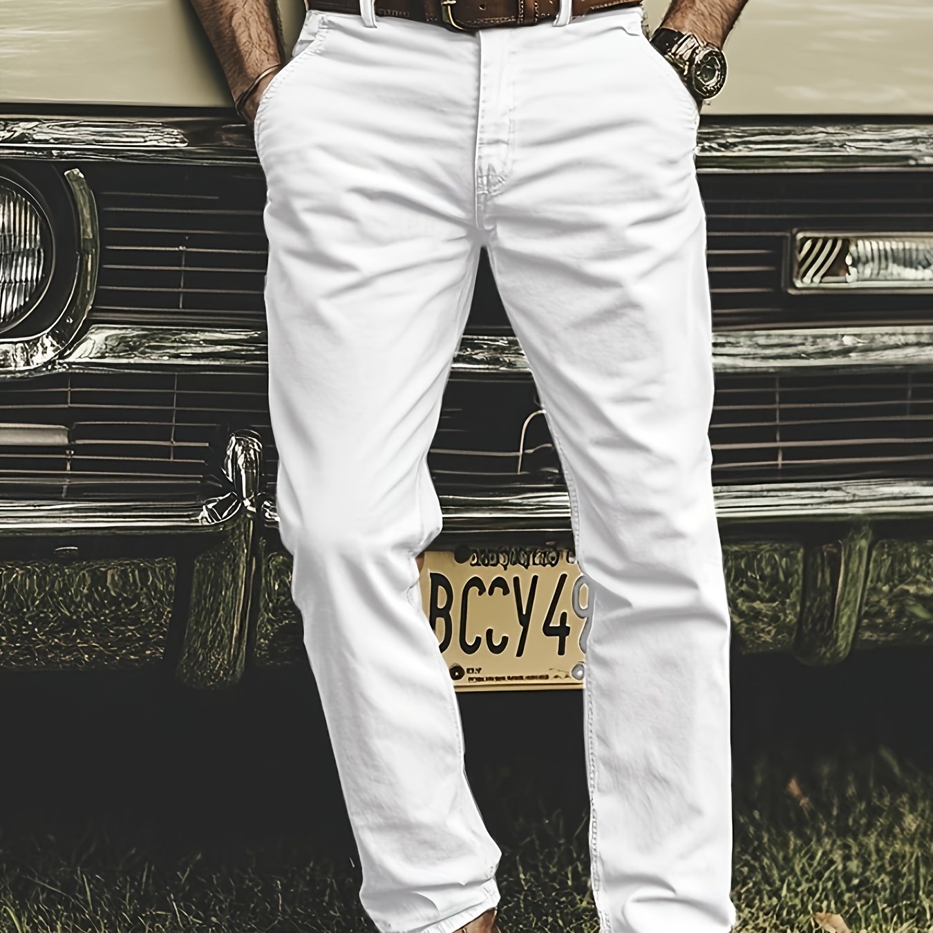 Pantaloni Chino da Uomo in Tinta Unita, Leggermente Elasticizzati, Comodi e Casuali per le Attività Quotidiane all'Aperto