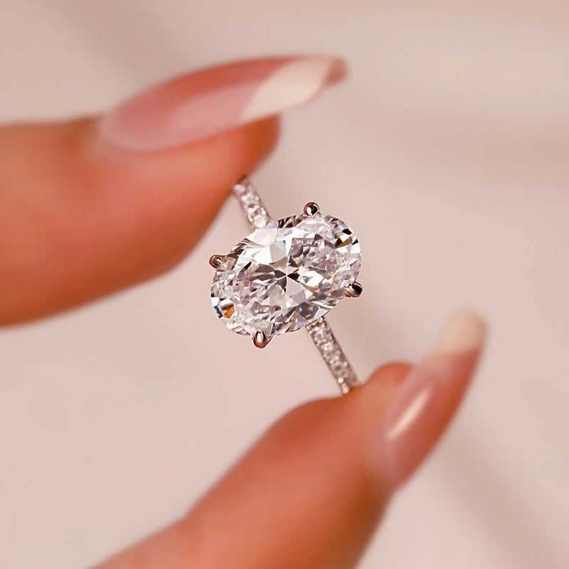 925 Sterling Argento 2 Carati Anello Moissanite, Design Alla Moda, Lusso Di Alta Qualità E Semplice, Adatto Per Indossare Ogni Giorno, Proposta, Impegno E Matrimonio, Regali Per San Valentino, Natale E Capodanno, Con Scatola Regalo Di Circa 5g