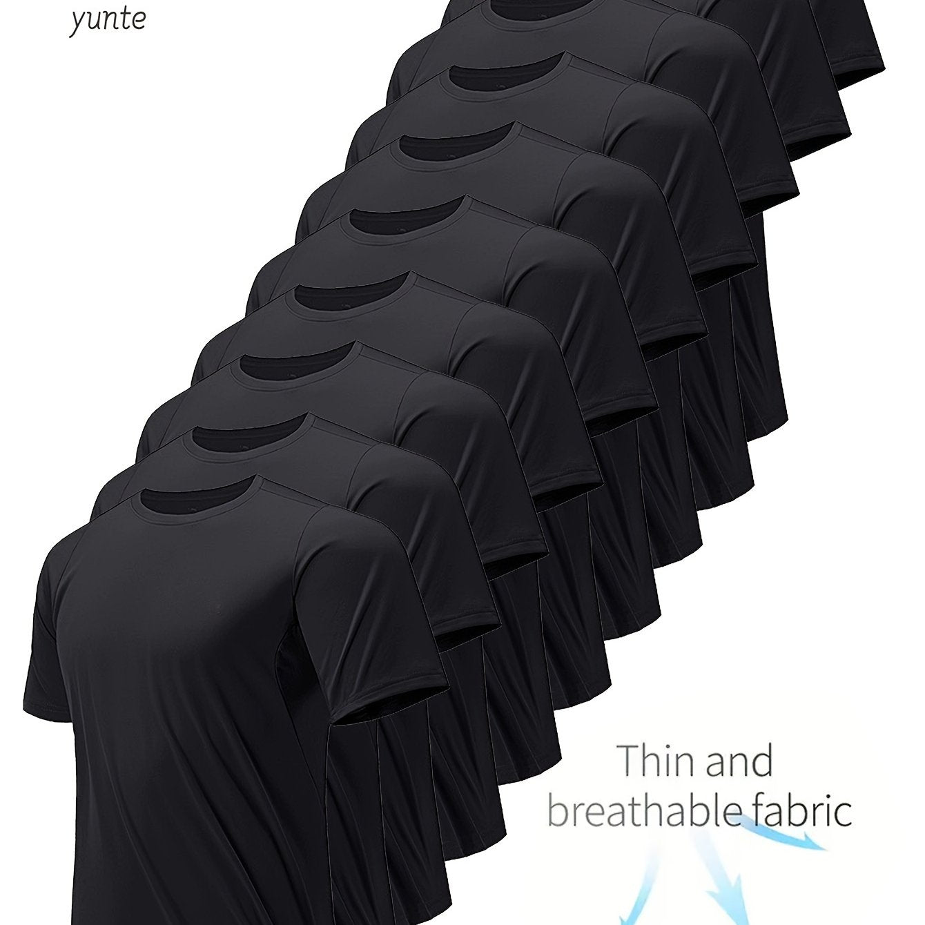 10pz YUNTÉ Magliette Ultra-Leggere ad Asciugatura Rapida da Uomo in Nero & Bianco - Tessuto Traspirante e Assorbente per il Sudore per Palestra, Corsa & Fitness | Top a Maniche Corte e Girocollo Confortevoli per Allenamento Sportivo