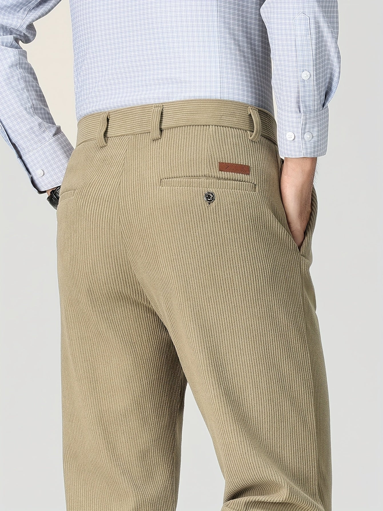 Pantaloni Eleganti da Uomo in Velluto a Coste - 5 Colori Disponibili, Pantaloni a Gamba Dritta Business Casual & Semi-Formali, Tessuto Antivizzo per Ufficio, Matrimonio, Riunioni - Primavera/Autunno (Lavaggio a Mano/Lavaggio a Secco) - Vestibilità Matura,