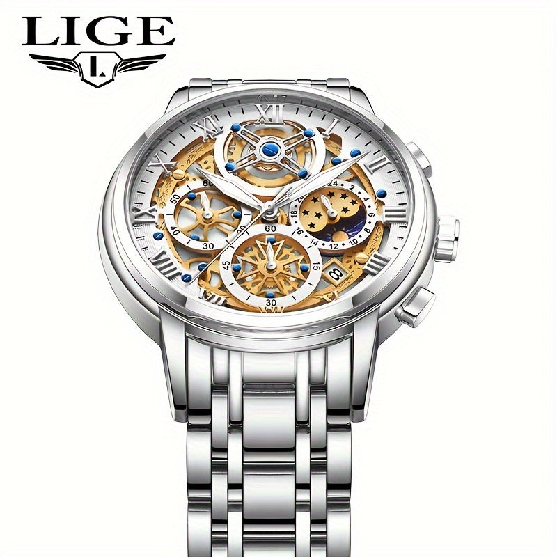 Orologio LIGE Fashion al quarzo, Display luminoso, Calendario 24 ore Orologio business casual, Impermeabile, Orologio business casual per donne e uomini, Scelta ideale per regalo