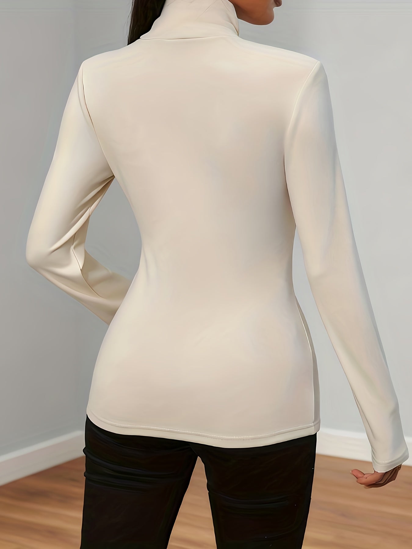 Women'S Elegant Long Sleeve T-Shirt - Soft Pink Solid Color Top, Round Neck Casual Everyday Shirt for Spring Summer Fall, Office, Party