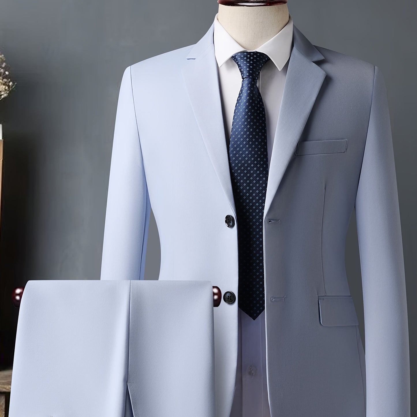 Abito da uomo bianco di alta gamma - Resistente alle rughe, adatto per ufficio e feste, taglio sottile con design doppiopetto, maniche lunghe, tessuto viscosa, perfetto per eventi formali, abbigliamento formale|Abito sottile|Tessuto viscosa